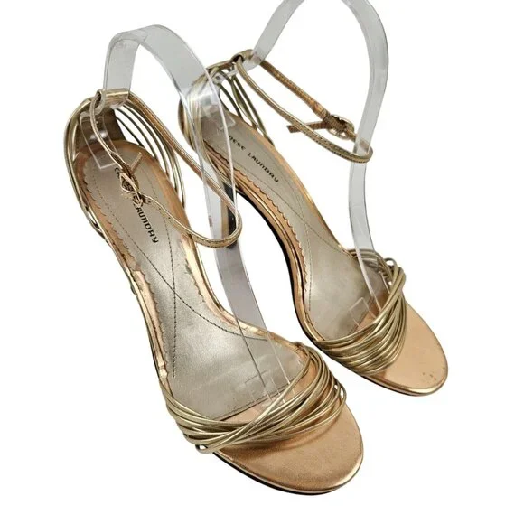 Chinese Laundry Heels Willy Womens Size 8 Gold Strappy Sandals Adjustable Strap - Picture 1 of 9